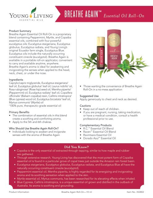 Breathe Again Essential oil Roll on